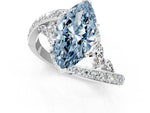 Fancy Blue Marquise Cut Diamond Solitaire Ring in White gold with Pavé Twist Band and Prong Setting_1