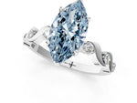 Fancy Blue Marquise Cut Diamond Solitaire Ring in White gold with Twisted Ribbon Band and Round Accents_1