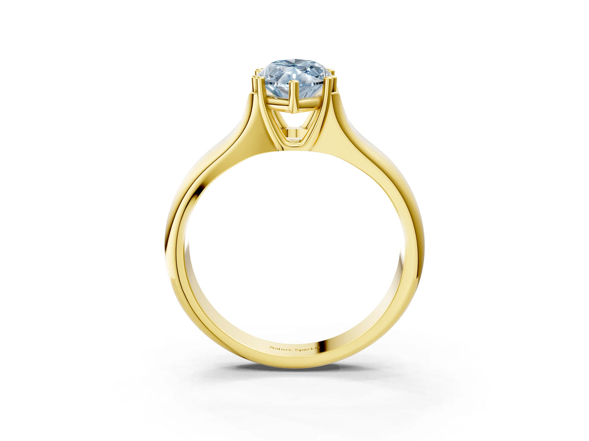 Fancy Blue Marquise Cut Diamond Solitaire Ring in Yellow gold with Smooth Wide Band and Prong Setting_3