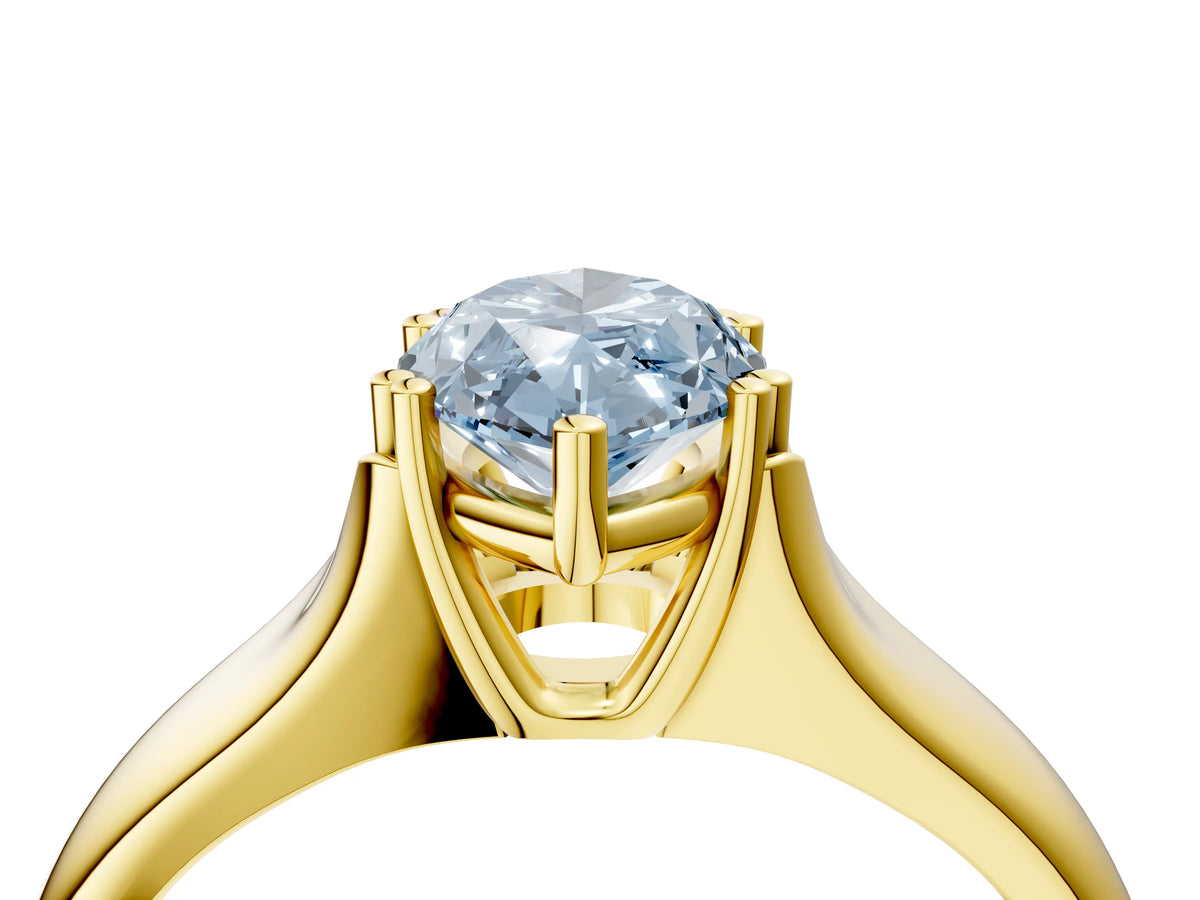 Fancy Blue Marquise Cut Diamond Solitaire Ring in Yellow gold with Smooth Wide Band and Prong Setting_4