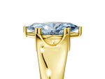 Fancy Blue Marquise Cut Diamond Solitaire Ring in Yellow gold with Smooth Wide Band and Prong Setting_5