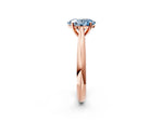 Fancy Blue Oval Cut Diamond Cathedral Solitaire Engagement Ring in Rose gold with Prong Setting_2