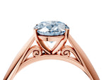 Fancy Blue Oval Cut Diamond Cathedral Solitaire Engagement Ring in Rose gold with Prong Setting_4