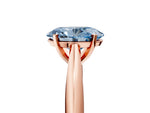 Fancy Blue Oval Cut Diamond Cathedral Solitaire Engagement Ring in Rose gold with Prong Setting_5