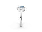 Fancy Blue Oval Cut Diamond Halo Engagement Ring in White gold with Plain Split Shank and Prong Setting_2