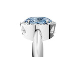 Fancy Blue Oval Cut Diamond Halo Engagement Ring in White gold with Plain Split Shank and Prong Setting_5