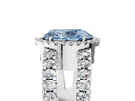 Fancy Blue Oval Cut Diamond Halo Ring in Platinum with Split Shank Band and Prong Setting_17