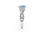 Fancy Blue Oval Cut Diamond Solitaire Ring in Platinum with Interwoven Pavé Band and Prong Setting_8