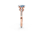 Fancy Blue Oval Cut Diamond Solitaire Ring in Rose gold with Crossover Gallery and Round Pavé Band_2