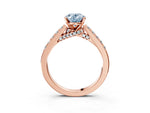Fancy Blue Oval Cut Diamond Solitaire Ring in Rose gold with Crossover Gallery and Round Pavé Band_3