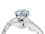 Fancy Blue Oval Cut Diamond Solitaire Ring in Silver with Pavé Twist Band and Prong Setting_10