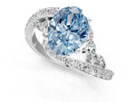 Fancy Blue Oval Cut Diamond Solitaire Ring in Silver with Pavé Twist Band and Prong Setting_7