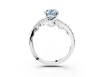 Fancy Blue Oval Cut Diamond Solitaire Ring in Silver with Pavé Twist Band and Prong Setting_9