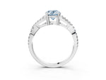 Fancy Blue Oval Cut Diamond Solitaire Ring in White gold with Interwoven Pavé Band and Prong Setting_3