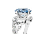 Fancy Blue Oval Cut Diamond Solitaire Ring in White gold with Pavé Twist Band and Prong Setting_5