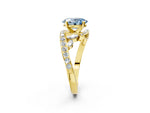 Fancy Blue Oval Cut Diamond Solitaire Ring in Yellow gold with Pavé Twist Band and Prong Setting_2