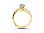 Fancy Blue Oval Cut Diamond Solitaire Ring in Yellow gold with Pavé Twist Band and Prong Setting_3