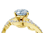 Fancy Blue Oval Cut Diamond Solitaire Ring in Yellow gold with Pavé Twist Band and Prong Setting_4