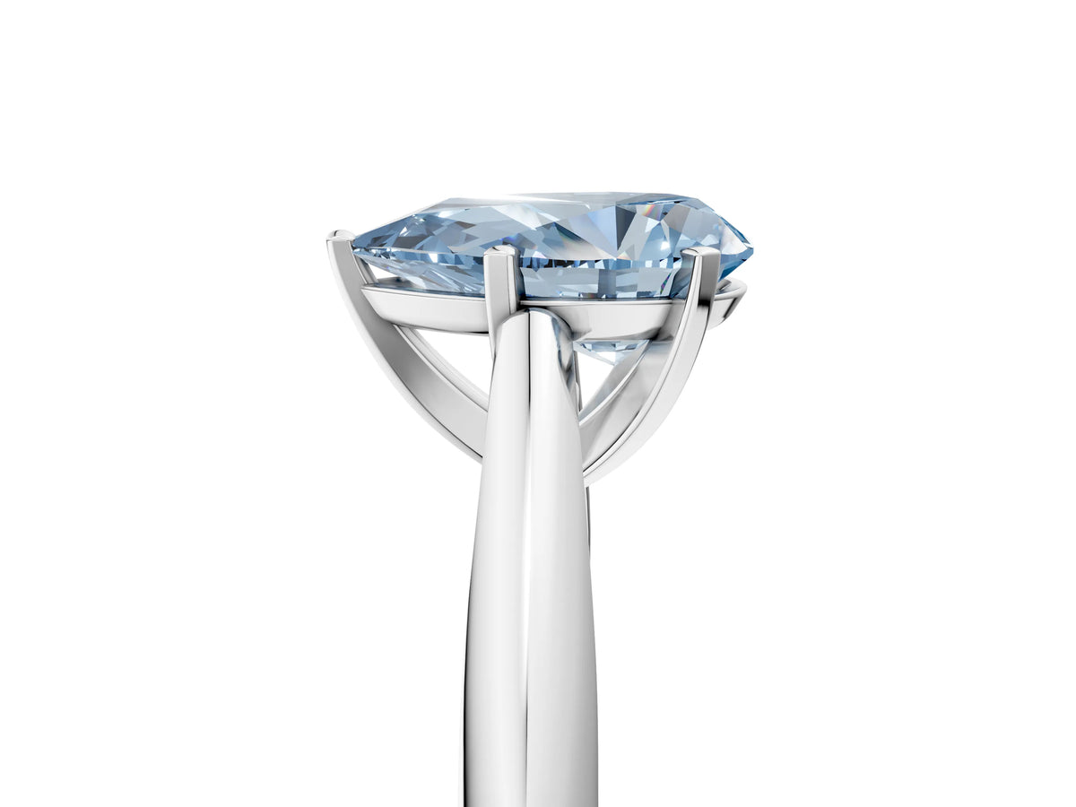 Fancy Blue Pear Cut Diamond Cathedral Solitaire Engagement Ring in Platinum with Prong Setting_5