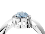 Fancy Blue Pear Cut Diamond Halo Engagement Ring in Silver with Plain Split Shank and Prong Setting_16
