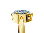 Fancy Blue Pear Cut Diamond Halo Engagement Ring in Yellow gold with Plain Split Shank and Prong Setting_5