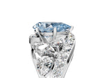 Fancy Blue Pear Cut Diamond Halo Ring in Platinum with Marquise and Pavé Band in Prong Setting_17