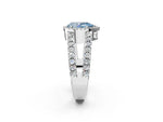 Fancy Blue Pear Cut Diamond Halo Ring in Platinum with Split Shank Band and Prong Setting_14