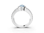 Fancy Blue Pear Cut Diamond Halo Ring in Platinum with Split Shank Band and Prong Setting_15