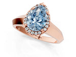 Fancy Blue Pear Cut Diamond Halo Ring in Rose gold with Cathedral Band and Prong Setting_1