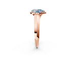 Fancy Blue Pear Cut Diamond Halo Ring in Rose gold with Cathedral Band and Prong Setting_2