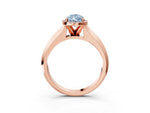 Fancy Blue Pear Cut Diamond Halo Ring in Rose gold with Cathedral Band and Prong Setting_3