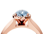 Fancy Blue Pear Cut Diamond Halo Ring in Rose gold with Cathedral Band and Prong Setting_4