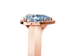 Fancy Blue Pear Cut Diamond Halo Ring in Rose gold with Cathedral Band and Prong Setting_5