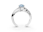 Fancy Blue Pear Cut Diamond Halo Ring in White gold with Marquise and Pavé Band in Prong Setting_3
