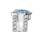 Fancy Blue Pear Cut Diamond Halo Ring in White gold with Split Shank Band and Prong Setting_5