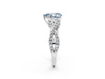 Fancy Blue Pear Cut Diamond Solitaire Ring in Platinum with Interwoven Pavé Band and Prong Setting_8
