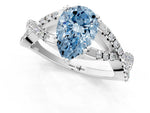 Fancy Blue Pear Cut Diamond Solitaire Ring in White gold with Interwoven Pavé Band and Prong Setting_1