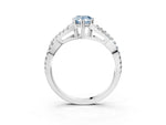 Fancy Blue Pear Cut Diamond Solitaire Ring in White gold with Interwoven Pavé Band and Prong Setting_3