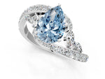 Fancy Blue Pear Cut Diamond Solitaire Ring in White gold with Pavé Twist Band and Prong Setting_1