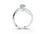 Fancy Blue Pear Cut Diamond Solitaire Ring in White gold with Pavé Twist Band and Prong Setting_3