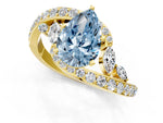 Fancy Blue Pear Cut Diamond Solitaire Ring in Yellow gold with Pavé Twist Band and Prong Setting_1