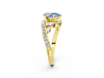 Fancy Blue Pear Cut Diamond Solitaire Ring in Yellow gold with Pavé Twist Band and Prong Setting_2