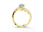 Fancy Blue Pear Cut Diamond Solitaire Ring in Yellow gold with Pavé Twist Band and Prong Setting_3