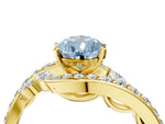 Fancy Blue Pear Cut Diamond Solitaire Ring in Yellow gold with Pavé Twist Band and Prong Setting_4