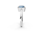 Fancy Blue Princess Cut Diamond Halo Engagement Ring in Platinum with Plain Split Shank and Prong Setting_14