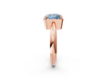 Fancy Blue Princess Cut Diamond Halo Engagement Ring in Rose gold with Plain Split Shank and Prong Setting_2