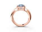 Fancy Blue Princess Cut Diamond Halo Engagement Ring in Rose gold with Plain Split Shank and Prong Setting_3