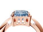 Fancy Blue Princess Cut Diamond Halo Engagement Ring in Rose gold with Plain Split Shank and Prong Setting_4