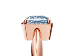 Fancy Blue Princess Cut Diamond Halo Engagement Ring in Rose gold with Plain Split Shank and Prong Setting_5