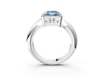 Fancy Blue Princess Cut Diamond Halo Engagement Ring in Silver with Plain Split Shank and Prong Setting_15